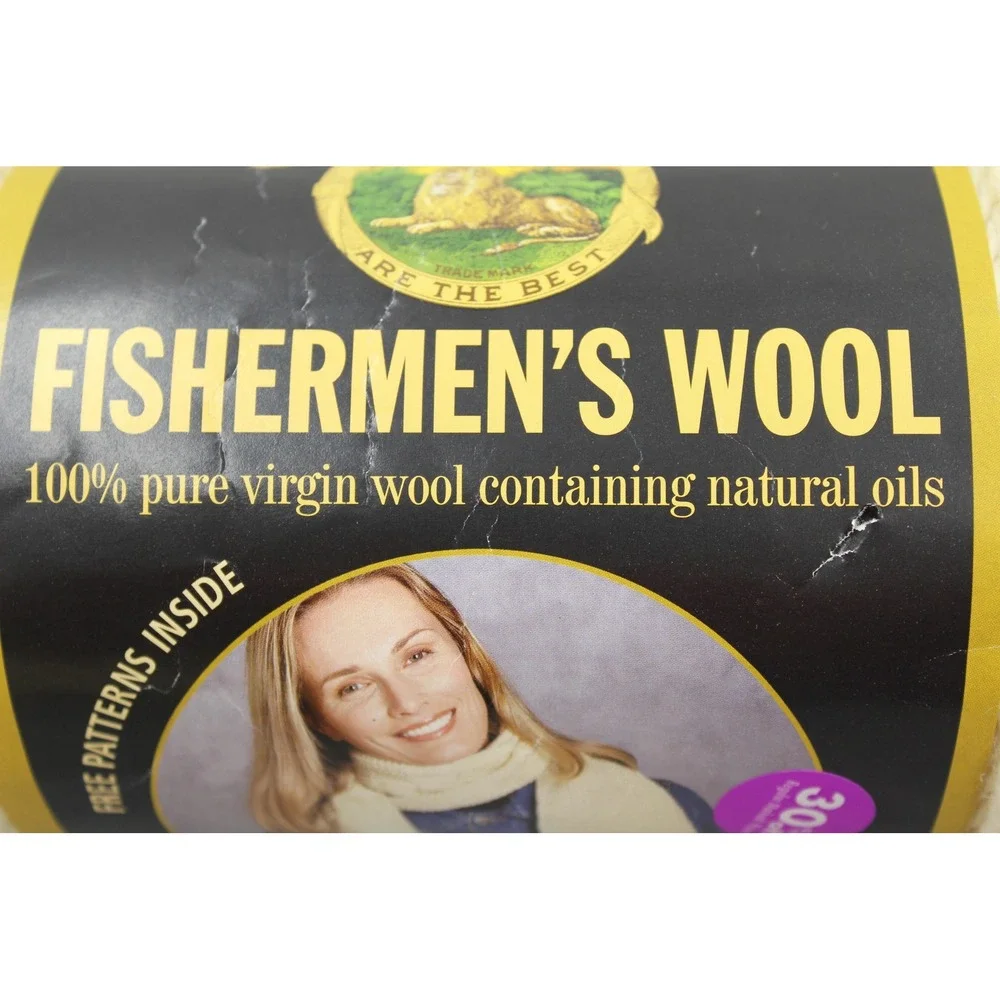 Lion Brand Yarn 8oz Natural Fishermen's Wool 100% Virgin Wool 3 Skeins